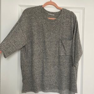 Gray oversized short sleeve sweater